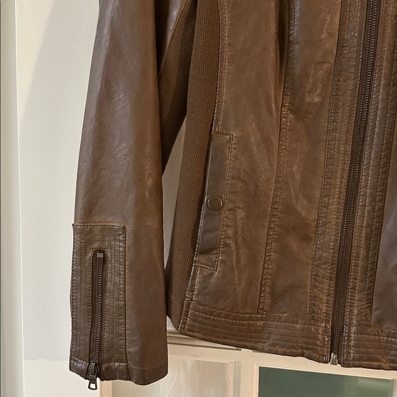 Brown Vegan Leather Jacket - Picture 2 of 5
